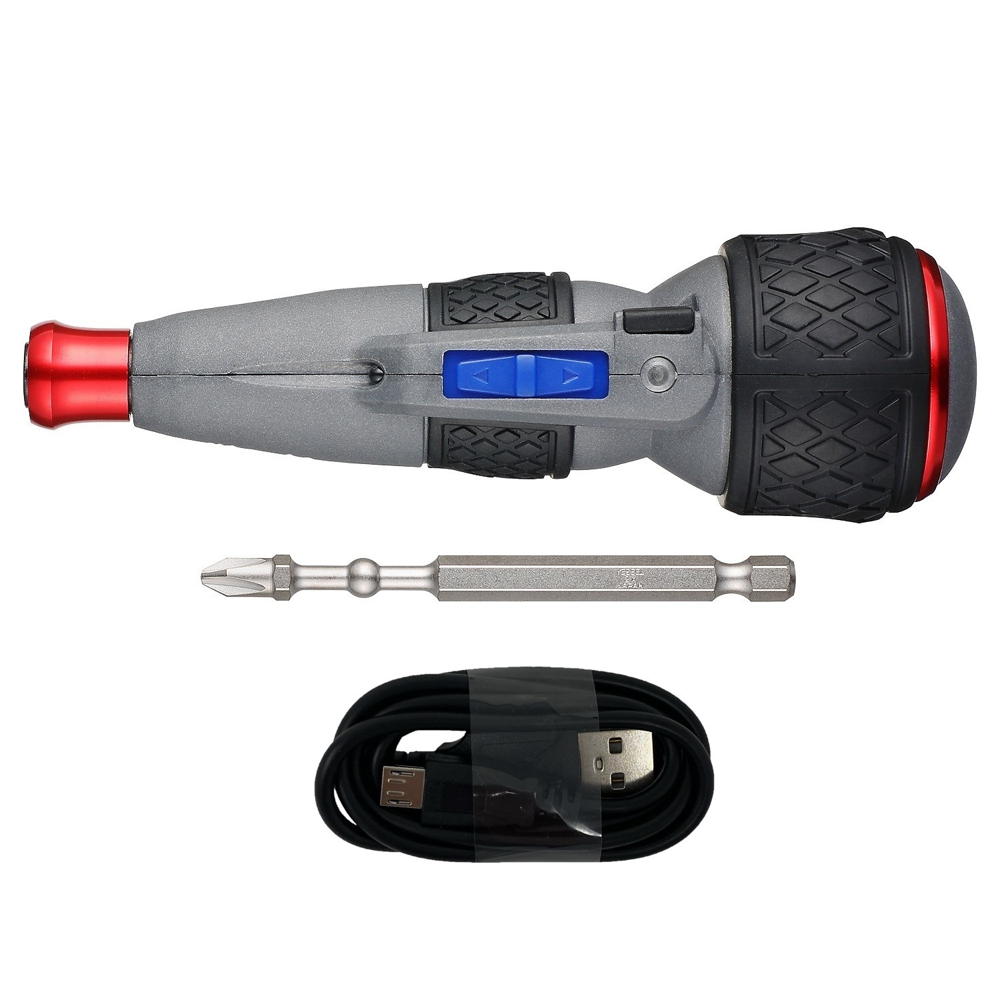 Vessel Ball Grip Rechargeable Screwdriver - High Speed, Combination Drive, 3.6V, 1200 RPM, LED Light, Model# 220USBS1U